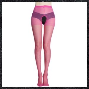 Dark Pink Crotchless Pantyhose
